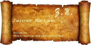 Zwirner Mariann névjegykártya